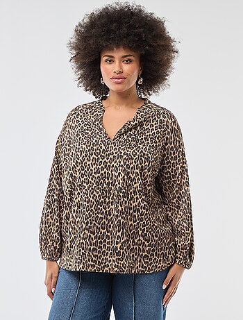 Blouse à col V avec motif allover