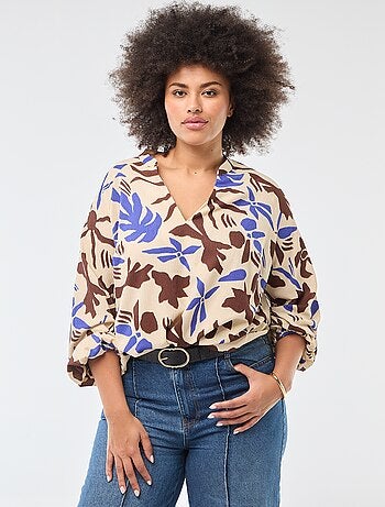 Blouse à col V avec motif allover