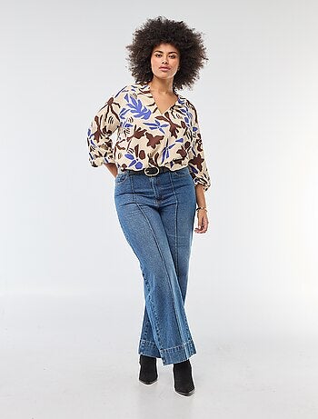 Blouse à col V avec motif allover