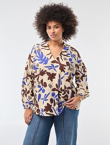 Blouse à col V avec motif allover