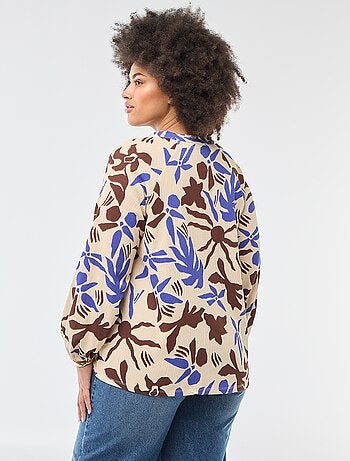 Blouse à col V avec motif allover