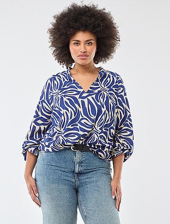 Blouse à col V avec motif allover