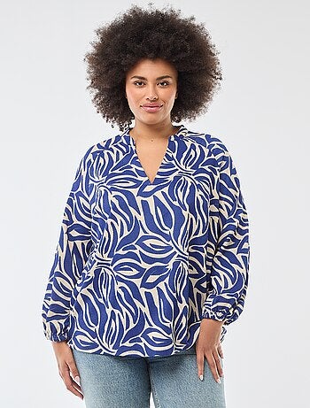 Blouse à col V avec motif allover