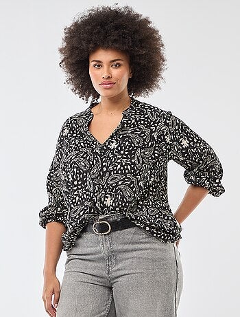 Blouse à col V avec motif allover