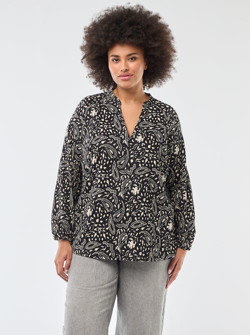 Blouse à col V avec motif allover - Kiabi