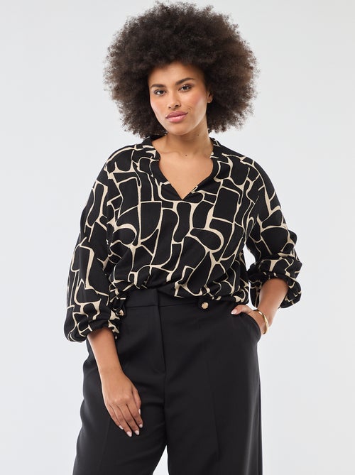 Blouse à col V avec motif allover - Kiabi