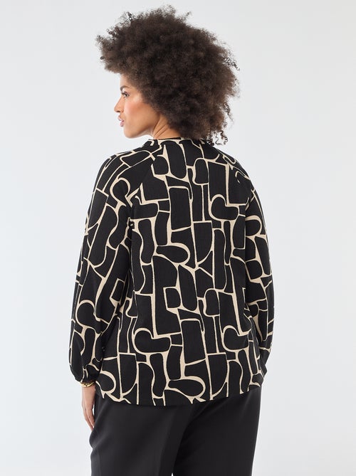 Blouse à col V avec motif allover - Kiabi