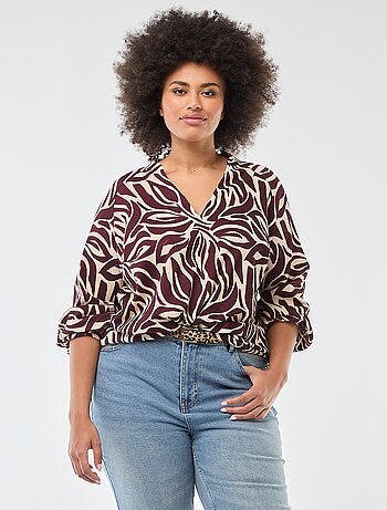 Blouse à col V avec motif allover