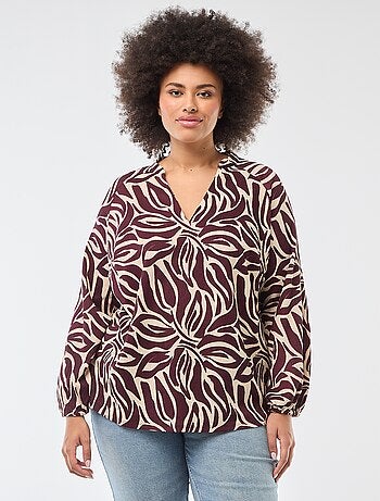 Blouse à col V avec motif allover