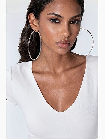 Blouse à col v en mélange modal et coton busem