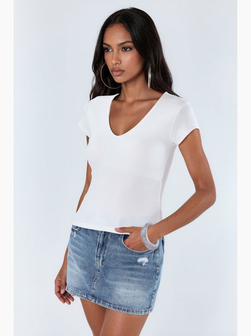 Blouse à col v en mélange modal et coton busem - Kiabi Blouse à col v en mélange modal et coton busem - Kiabi