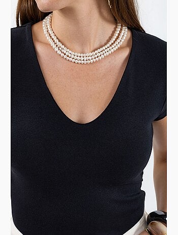 Blouse à col v en mélange modal et coton busem