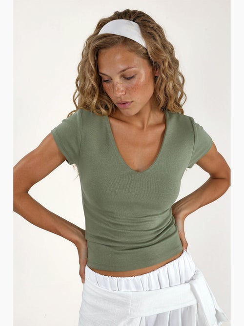 Blouse à col v en mélange modal et coton busem - Kiabi Blouse à col v en mélange modal et coton busem - Kiabi