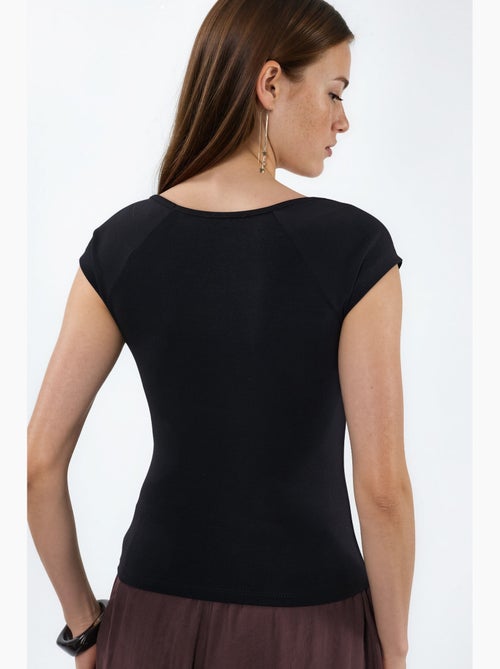 Blouse à col v et manches courtes avec drapé busem - Kiabi