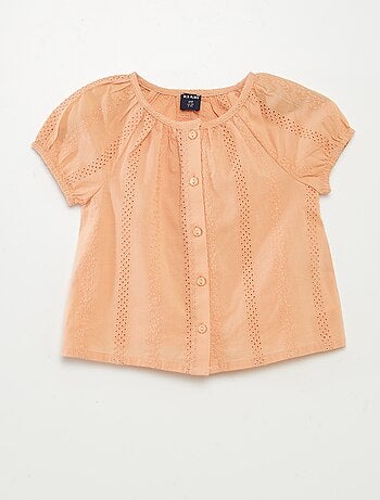 Blouse à manches courtes avec broderies anglaises