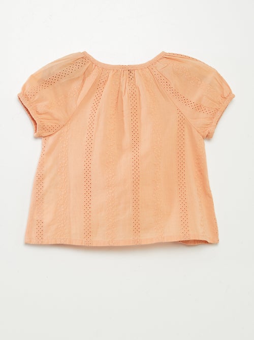 Blouse à manches courtes avec broderies anglaises - Kiabi