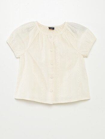 Blouse à manches courtes avec broderies anglaises