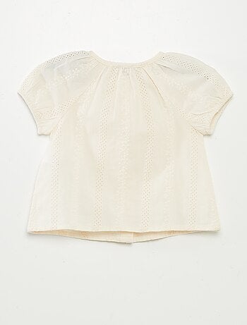 Blouse à manches courtes avec broderies anglaises