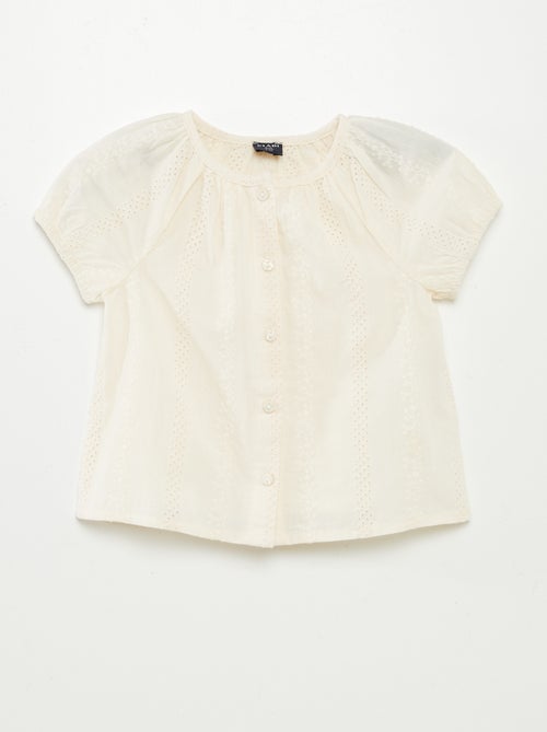 Blouse à manches courtes avec broderies anglaises - Kiabi