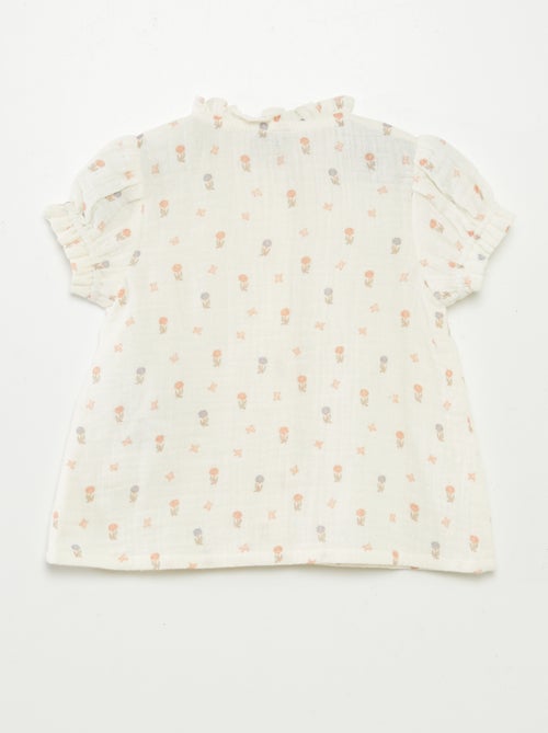 Blouse à manches courtes en gaze de coton - Kiabi