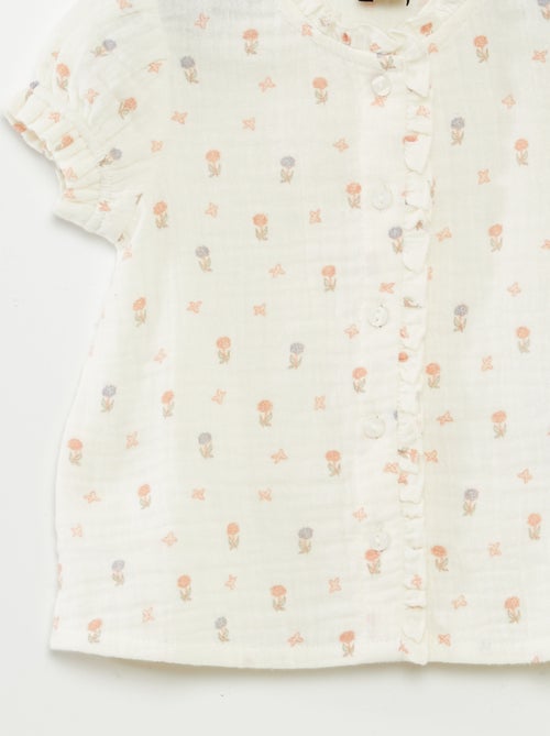 Blouse à manches courtes en gaze de coton - Kiabi