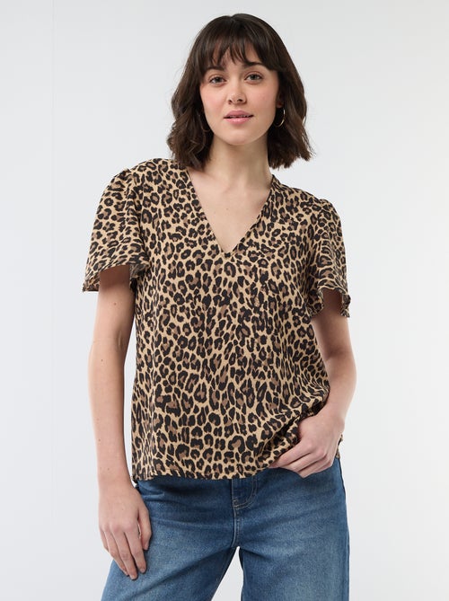 Blouse à manches courtes et col V - Kiabi