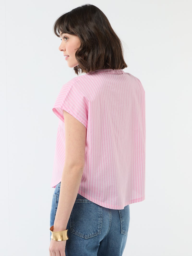Blouse à manches courtes et col V Rose - Kiabi