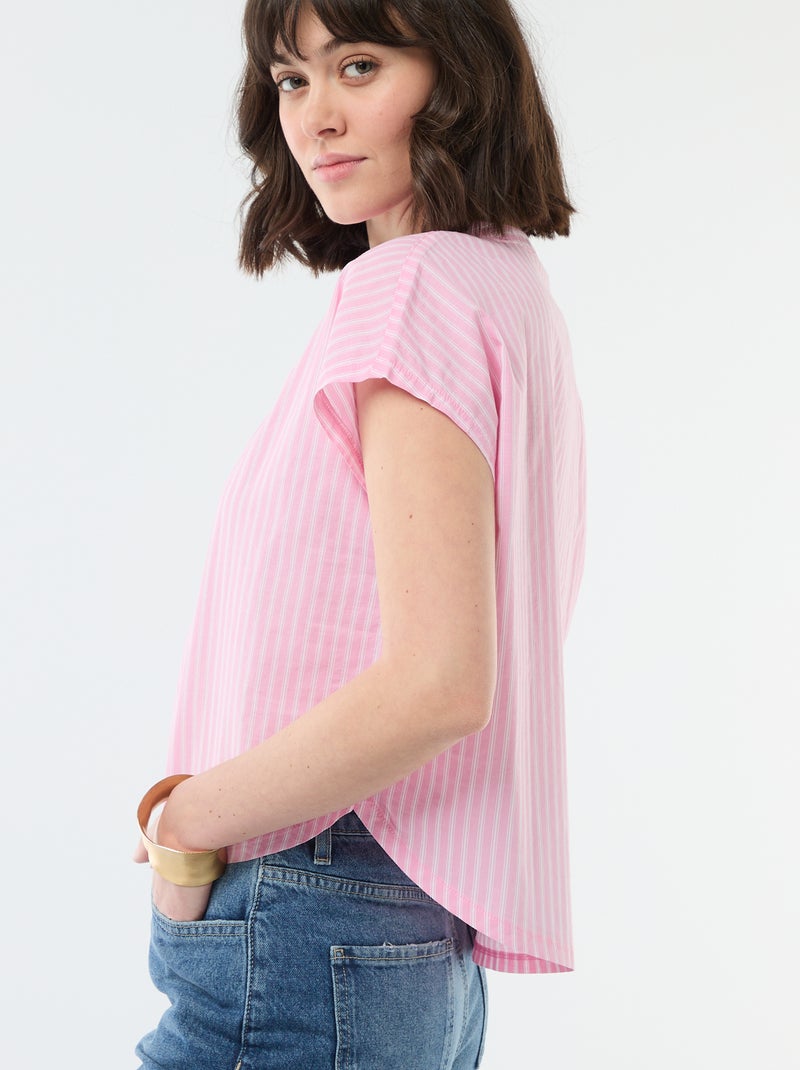 Blouse à manches courtes et col V Rose - Kiabi