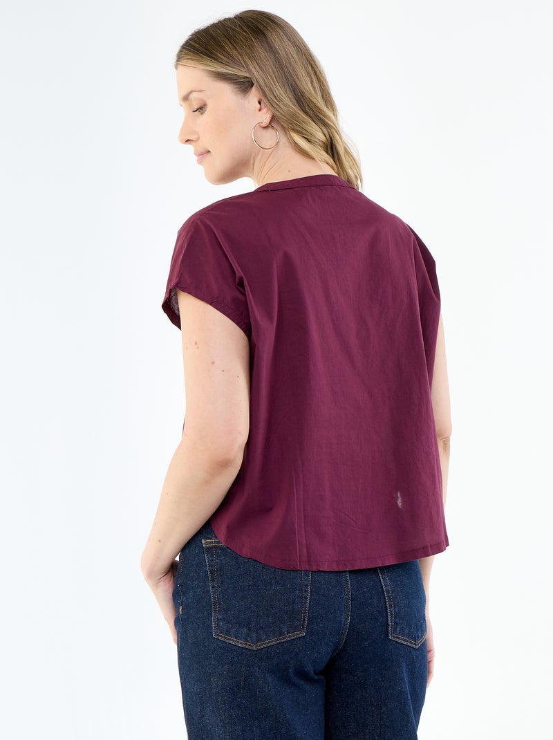 Blouse à manches courtes et col V Rose - Kiabi