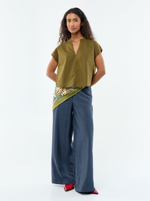 Blouse à manches courtes et col V - Kiabi