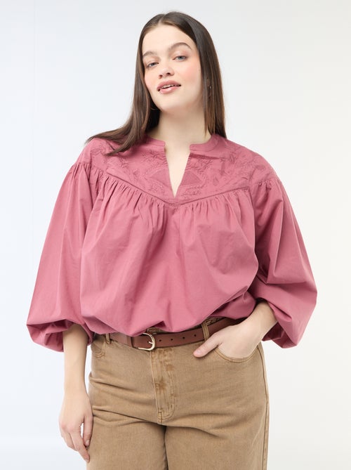 Blouse à manches longues avec broderies - Kiabi
