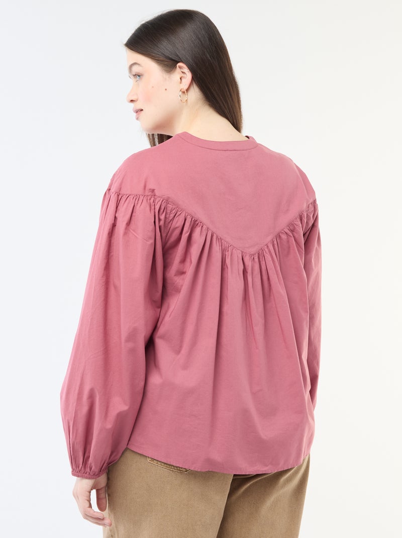 Blouse à manches longues avec broderies Rouge - Kiabi