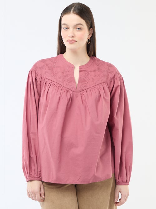 Blouse à manches longues avec broderies - Kiabi