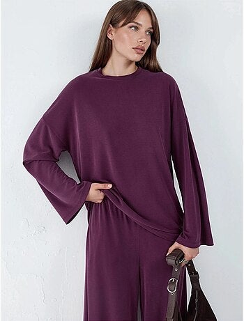 Blouse à manches longues avec col rond et coupe décontractée busem