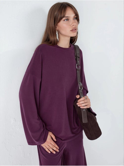 Blouse à manches longues avec col rond et coupe décontractée busem - Kiabi Blouse à manches longues avec col rond et coupe décontractée busem - Kiabi