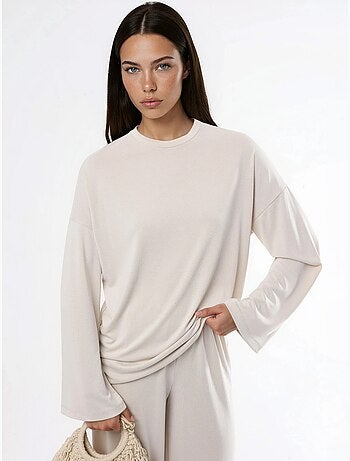 Blouse à manches longues avec col rond et coupe décontractée busem