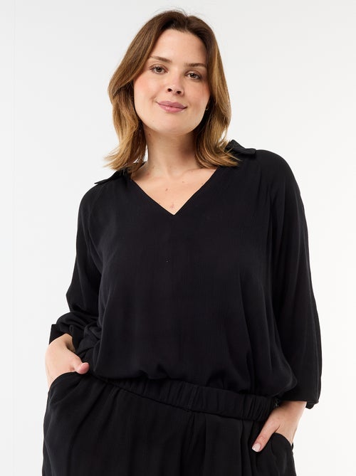 Blouse à manches longues col pointes libres - Kiabi