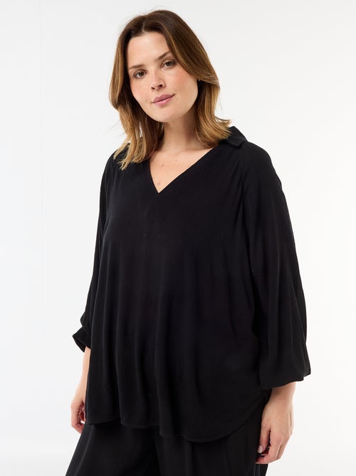 Blouse à manches longues col pointes libres - Kiabi