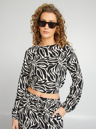 Blouse à manches longues et col rond avec imprimé