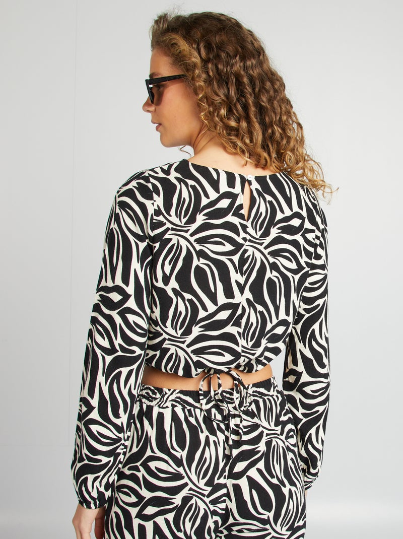 Blouse à manches longues et col rond avec imprimé BEIGE - Kiabi