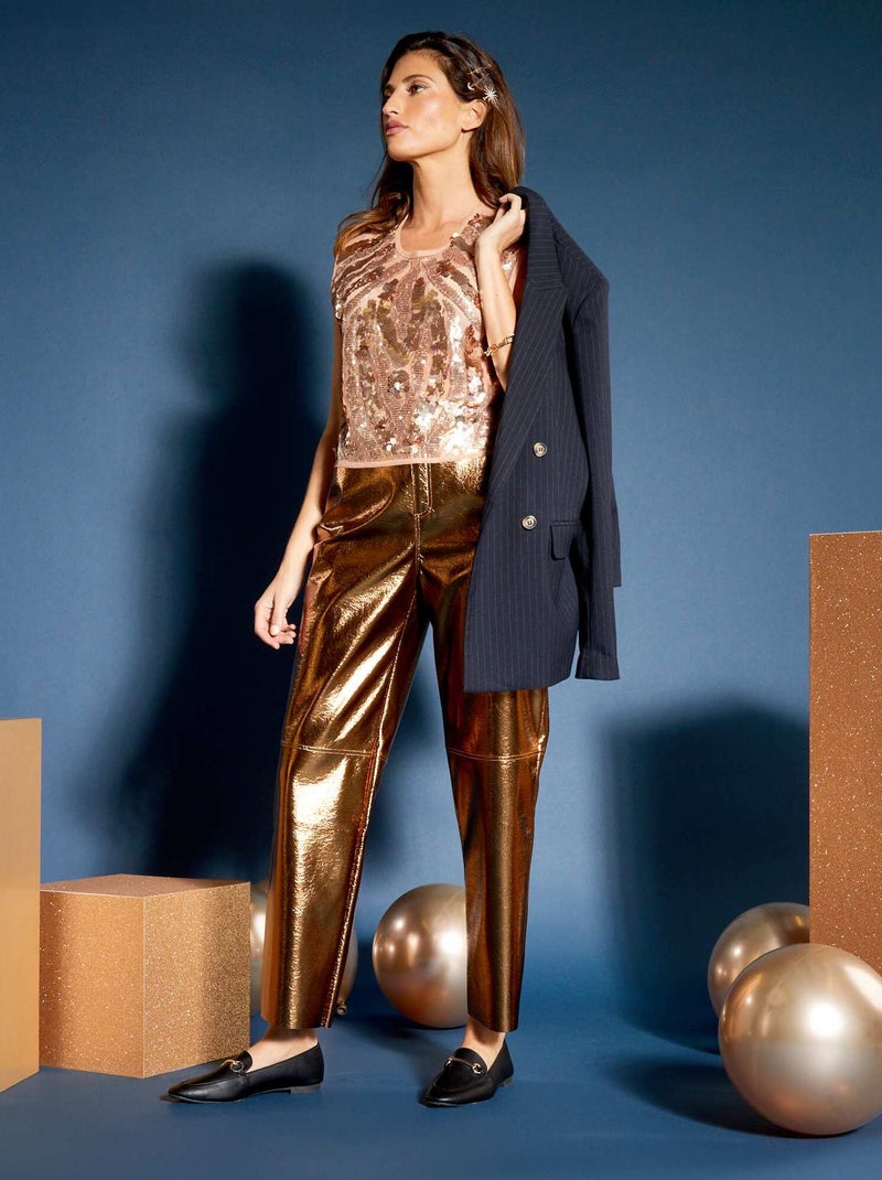 Blouse à sequin dos transparent Rose gold - Kiabi