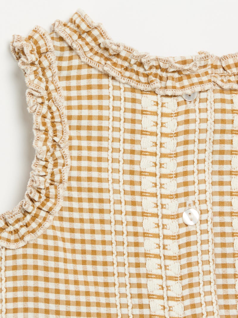 Blouse à volants aux emmanchures Marron - Kiabi