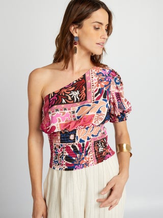 Blouse asymétrique à manches courtes