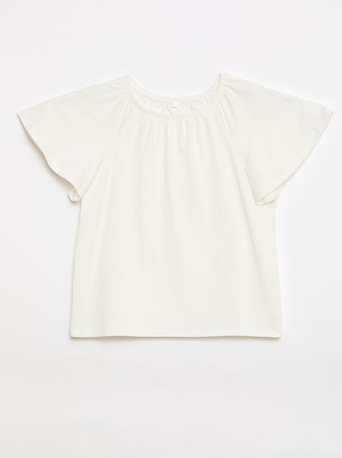 Blouse ave col et bas de manches élastiqués - Collection facile à enfiler - Kiabi