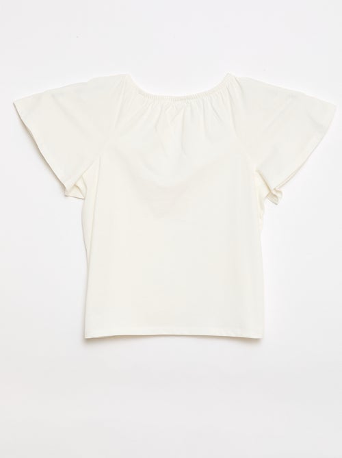 Blouse ave col et bas de manches élastiqués - Collection facile à enfiler - Kiabi