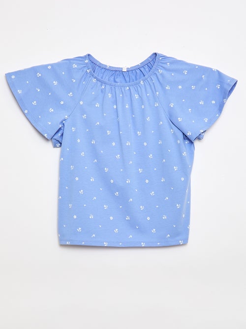 Blouse ave col et bas de manches élastiqués - Collection facile à enfiler - Kiabi