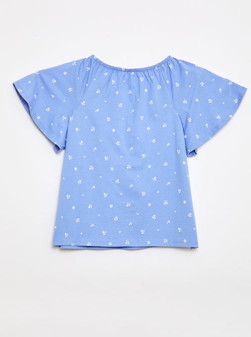 Blouse ave col et bas de manches élastiqués - Collection facile à enfiler - Kiabi