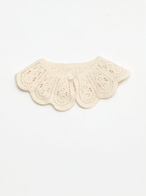 Blouse avec col crochet en gaze de coton uni - Kiabi