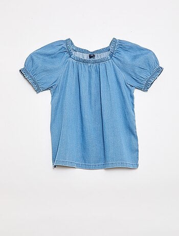 Blouse avec col et bas de manches élastiqués - Collection facile à enfiler