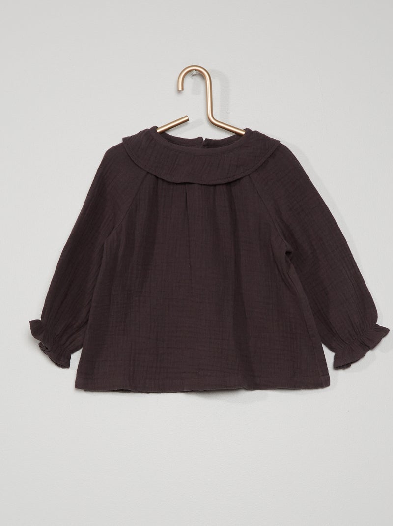 Blouse avec collerette gris anthracite - Kiabi